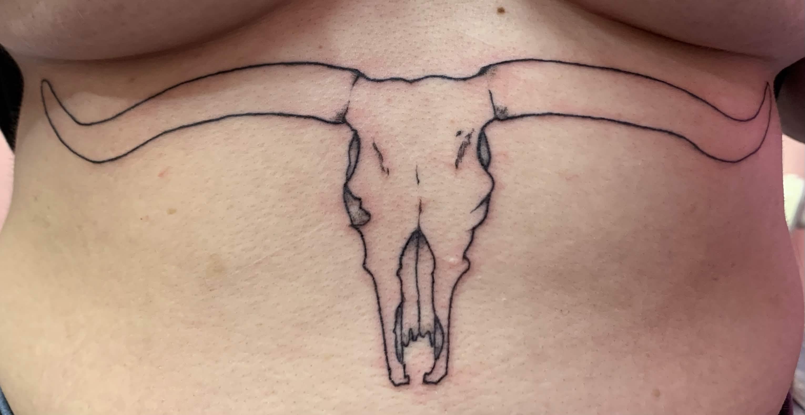 tattoo of a western cow skull